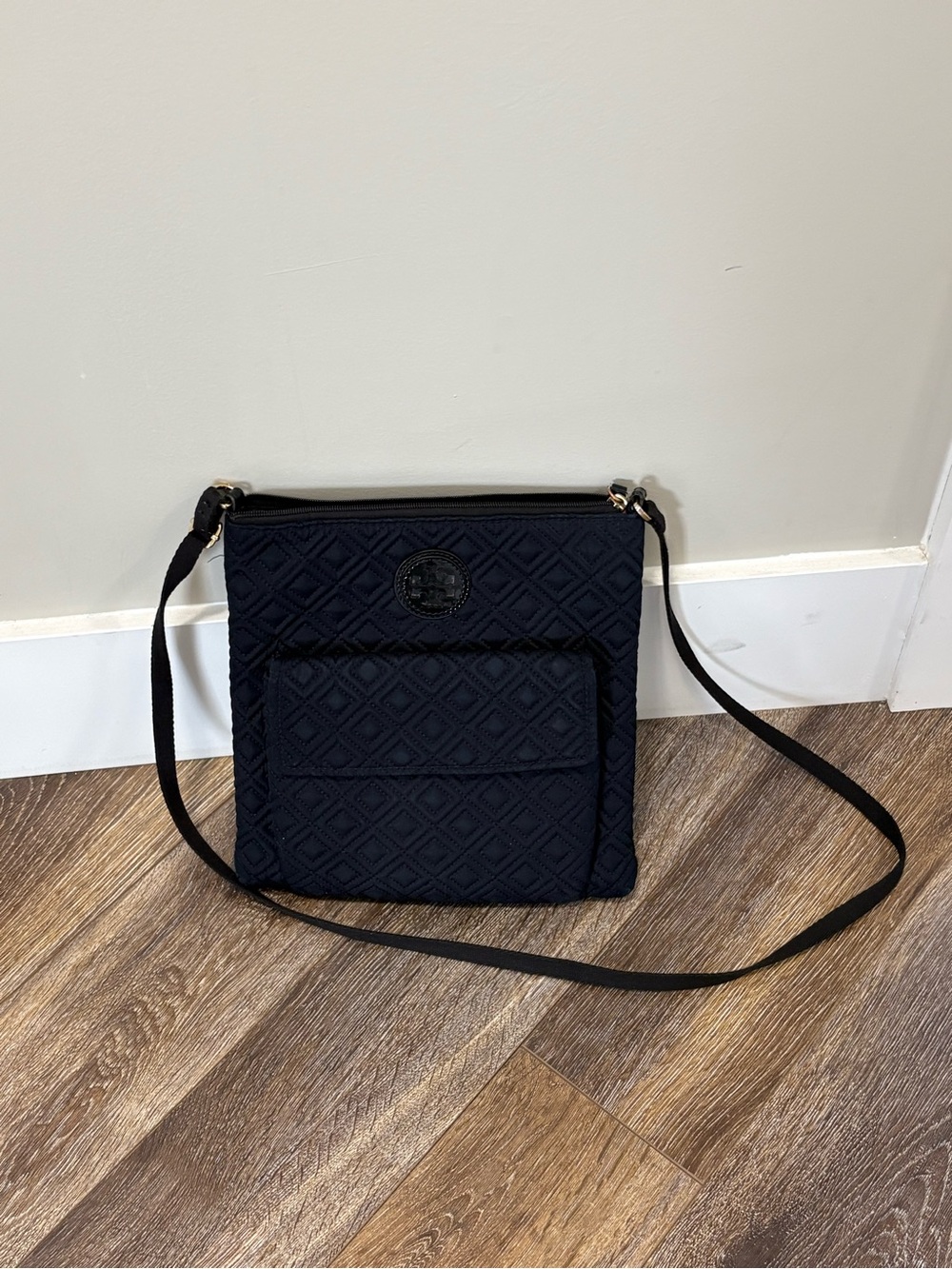Tory Burch Marion Quilted Diamond Crossbody Shoulder Bag Navy Blue Handbag